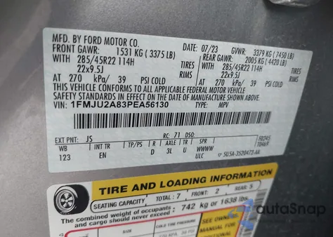 2023 Ford Expedition Limited from USA, damaged, VIN 1FMJU2A83PEA56130